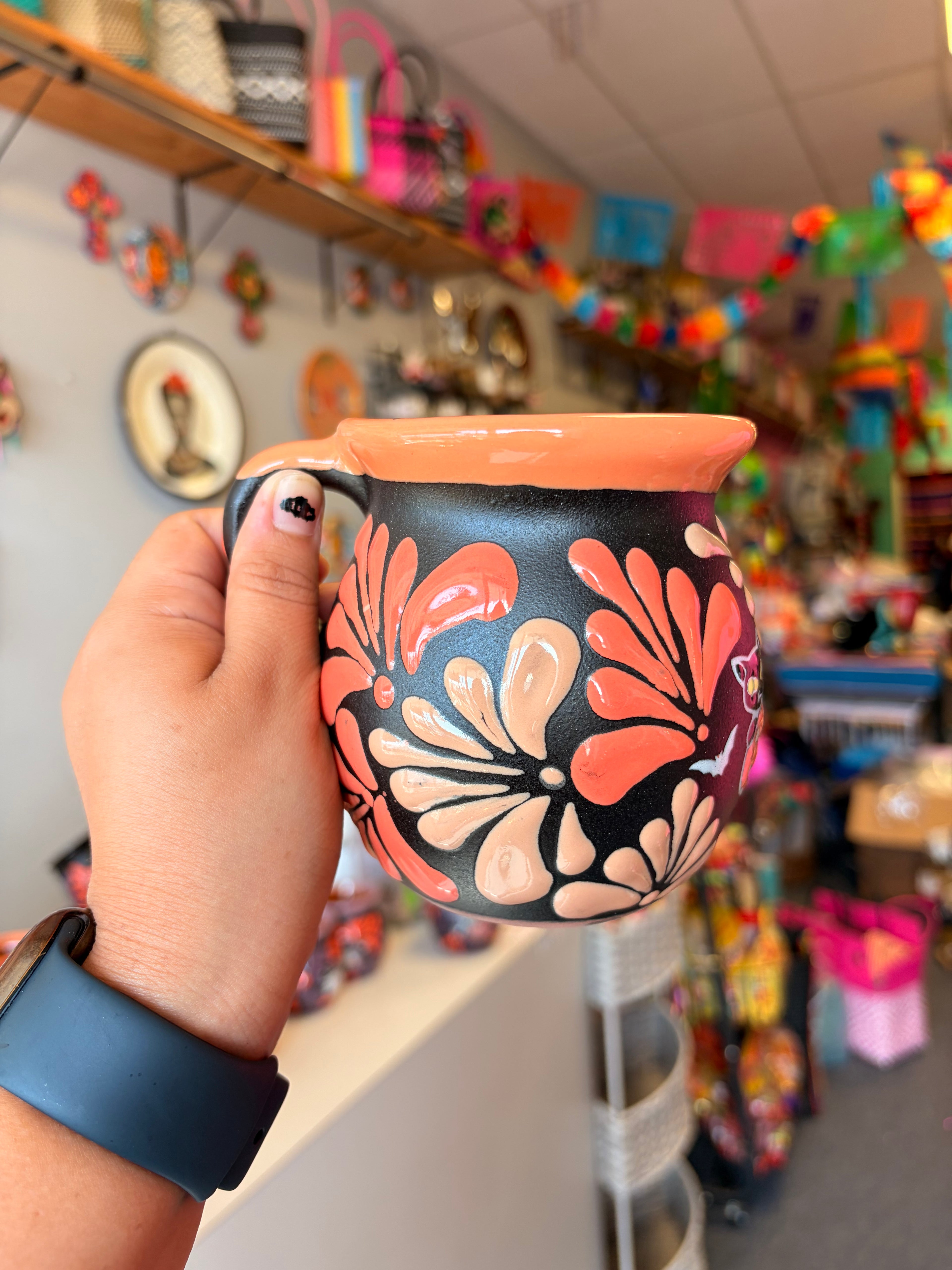 Orange Rimmed Black Cat/Pumpkin Mug