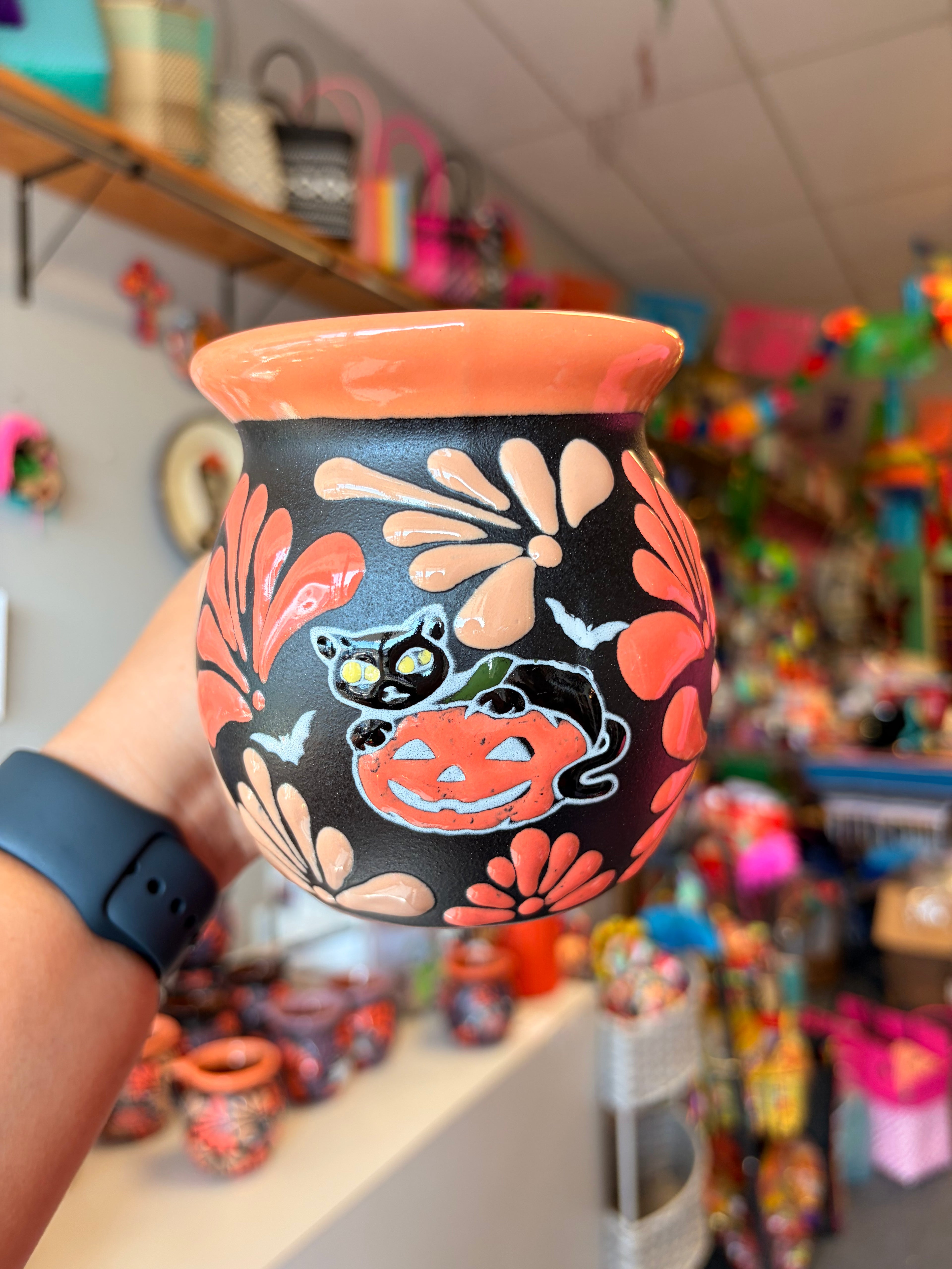 Orange Rimmed Black Cat/Pumpkin Mug