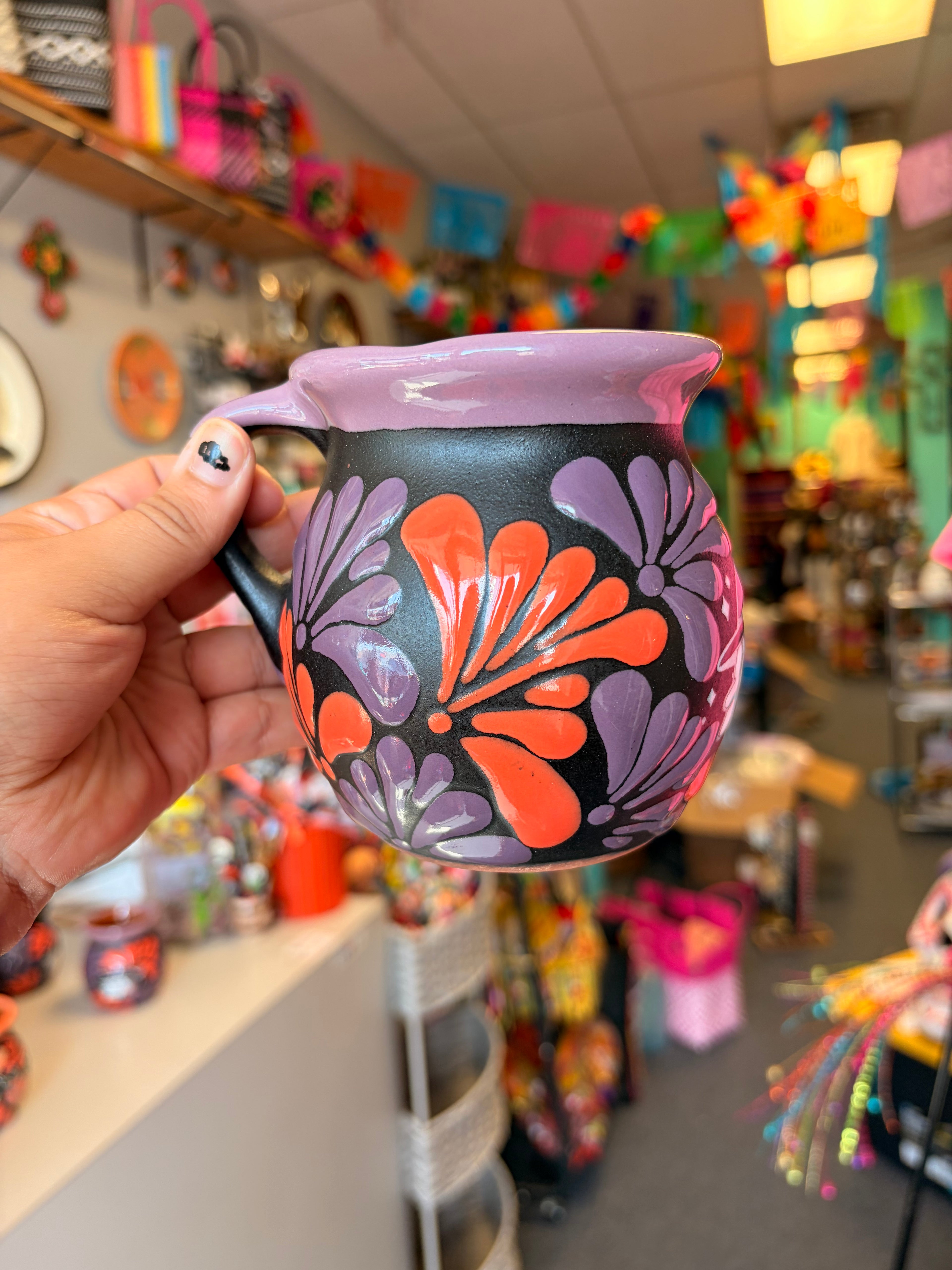 Purple rimmed ghostie mug