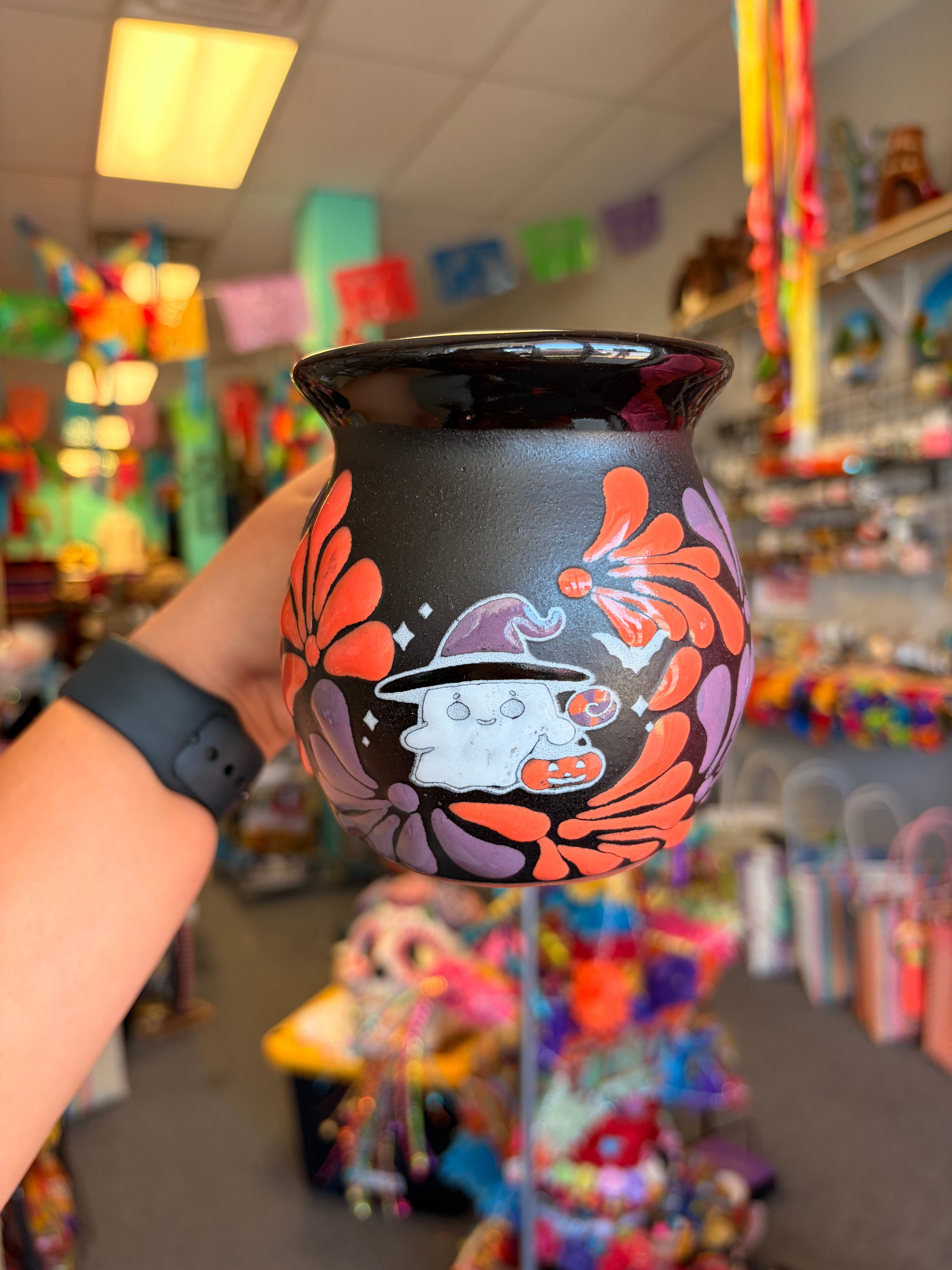 Black rimmed ghostie mug